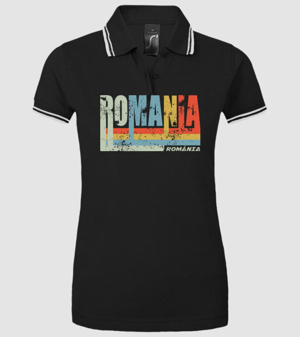 România retro model negru pe tricou