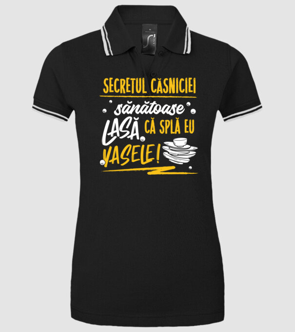Secretul căsniciei sănătoase model negru pe tricou