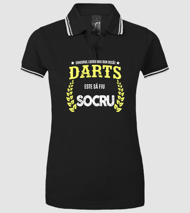 singurul lucru mai bun decât darts este să fiu socru model negru pe tricou