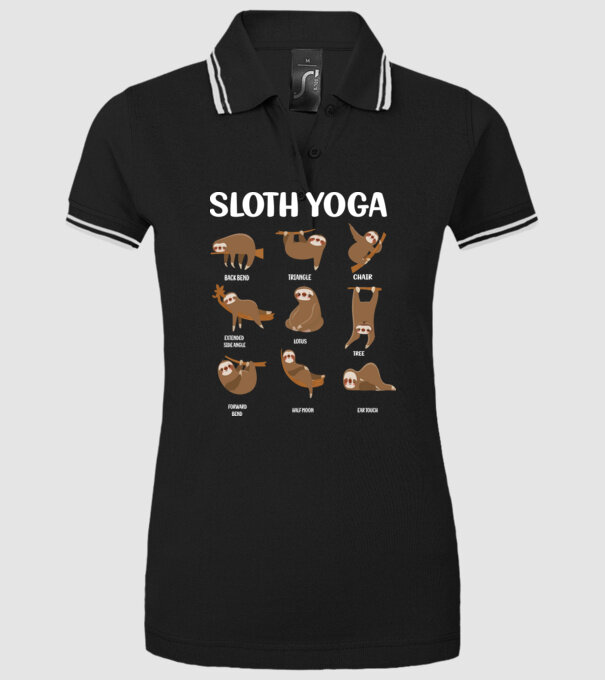 Sloth yoga model negru pe tricou