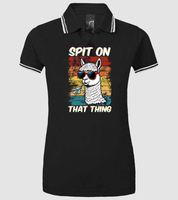 Spit on that thing llama rainbow Hawk Tuah model negru pe tricou
