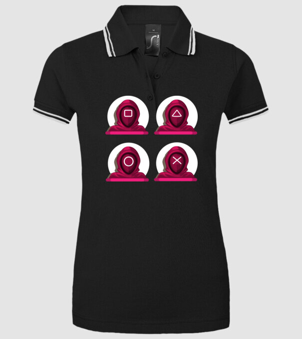 squid game characters model negru pe tricou
