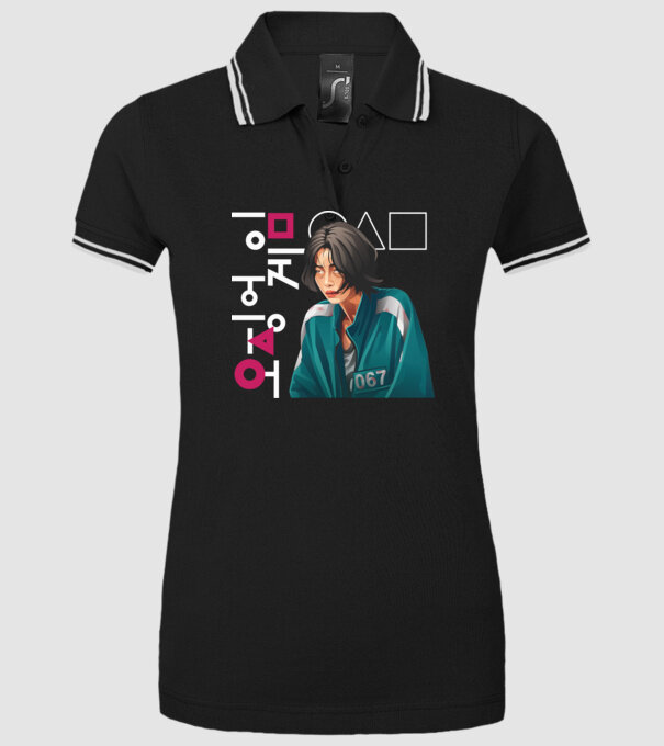squid game player 067 model negru pe tricou