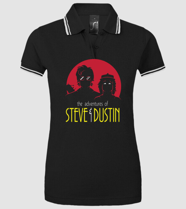 steve and dustin model negru pe tricou
