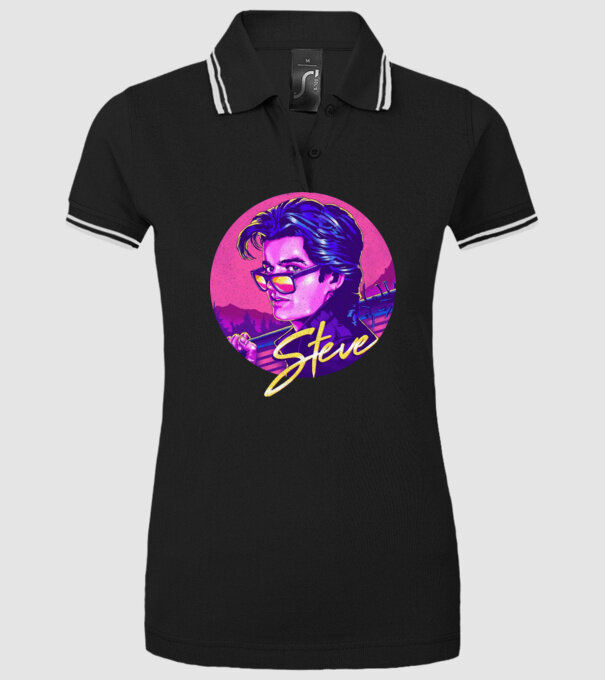 steve neon stranger things model negru pe tricou