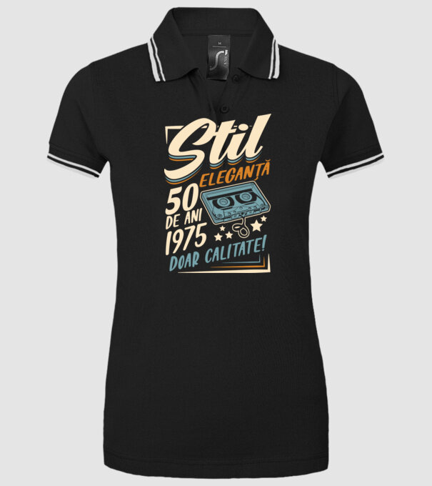 Stil eleganta 1975 model negru pe tricou