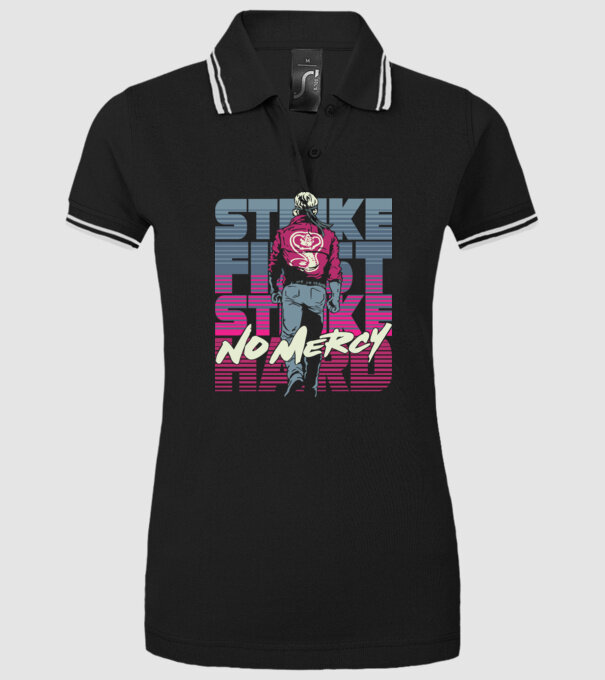 Strike first strike hard neon model negru pe tricou