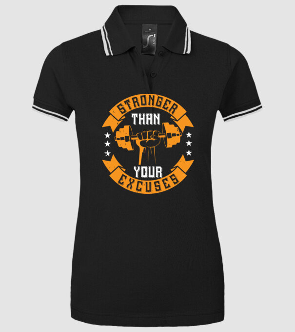 stronger than your excuses model negru pe tricou