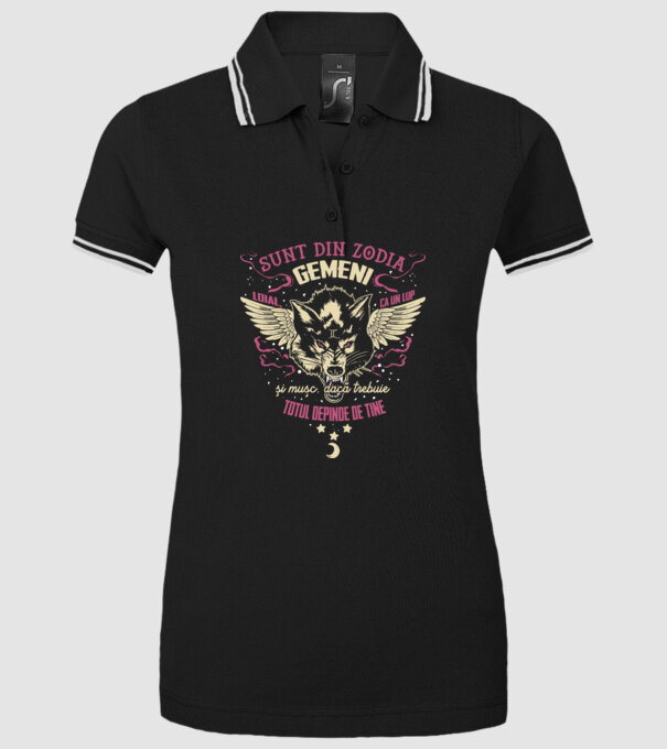 GEMENI model negru pe tricou