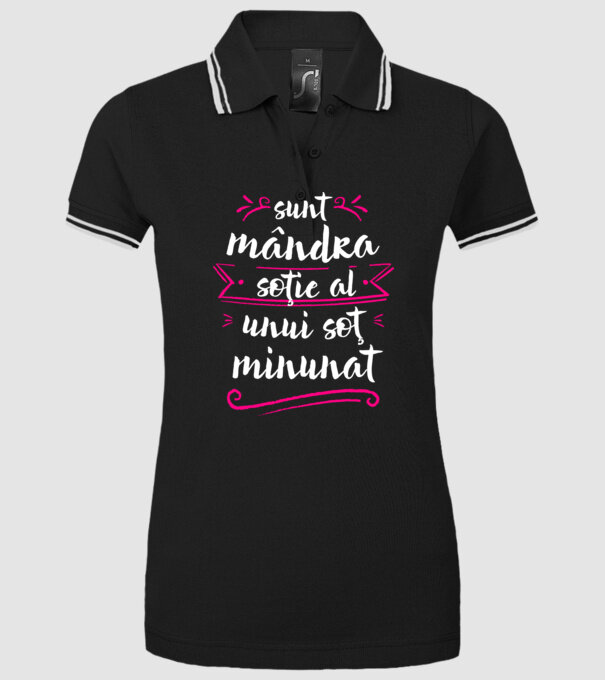 Sunt mândra soție a unui soț minunat model negru pe tricou
