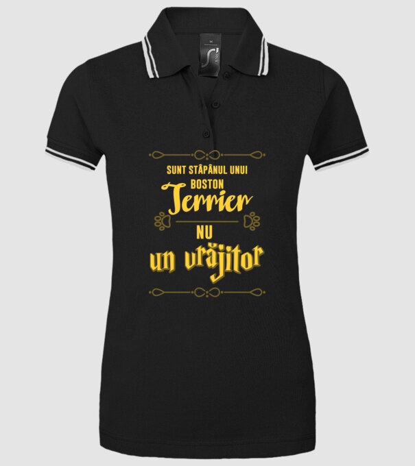 sunt stăpânul unui boston terrier, nu un vrăjitor model negru pe tricou