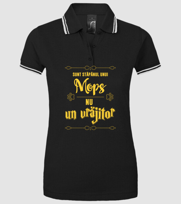 sunt stăpânul unui mops, nu un vrăjitor model negru pe tricou