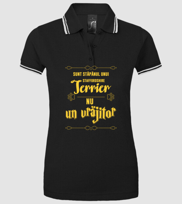 sunt stăpânul unui staffordshire terrier, nu un vrăjitor model negru pe tricou