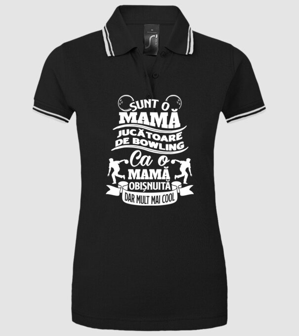 sunt o mamă jucătoare de bowling, ca o mamă obișnuită, dar mult mai cool model negru pe tricou