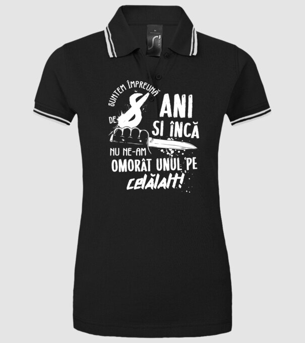 Suntem împreună de 8 ani model negru pe tricou