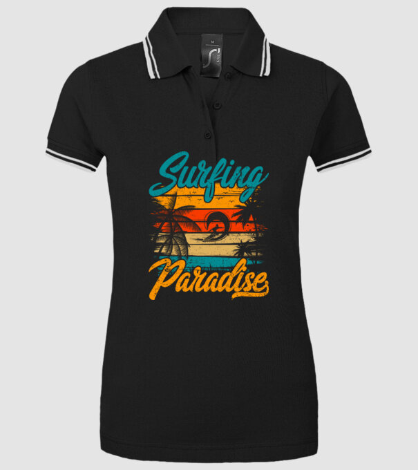 Surfing Paradise model negru pe tricou