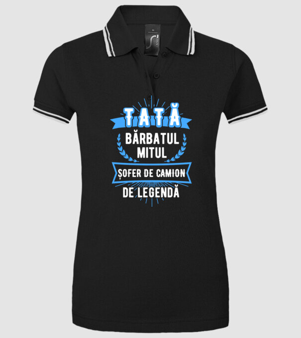 TATĂ - bărbatul, mitul, ȘOFER DE CAMION de legendă model negru pe tricou