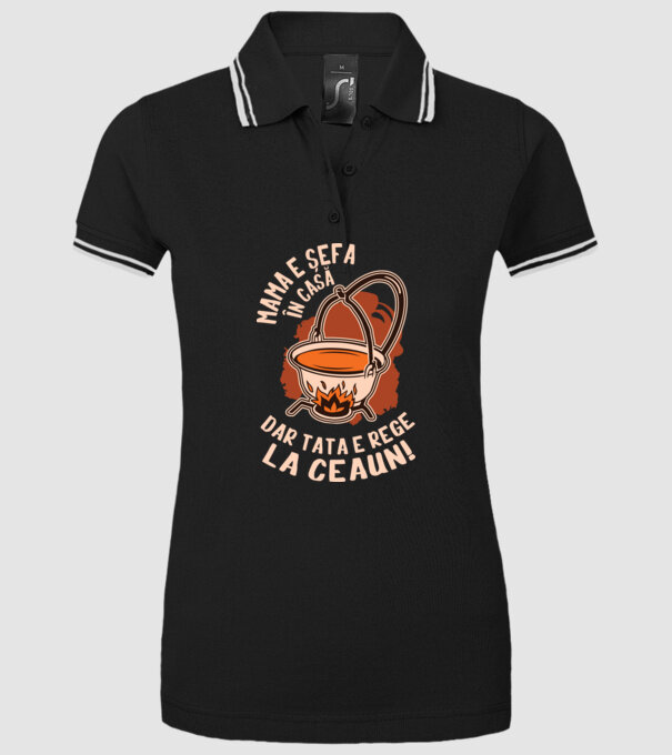 Mama e șefa în casă, dar tata e rege la ceaun! model negru pe tricou