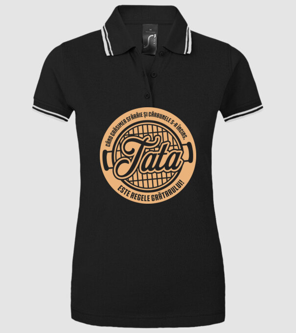 Când grăsimea sfârâie și cărbunele s-a încins, tata este regele grătarului! model negru pe tricou