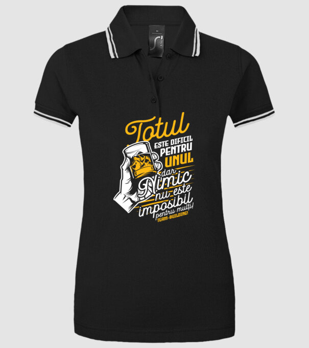 Totul este dificil pentru unul, dar nimic nu este imposibil pentru mulți! Team-building model negru pe tricou