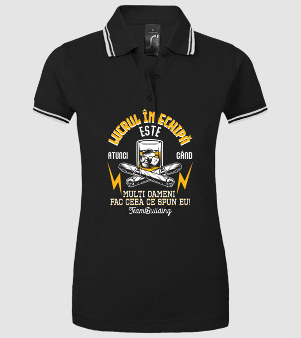 Lucrul în echipă este atunci când mulți oameni fac ceea ce spun eu! Team-building model negru pe tricou
