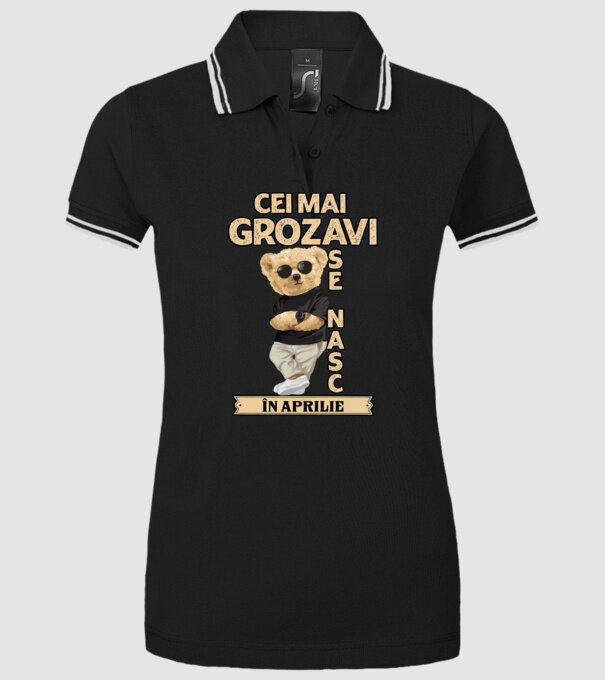 Teddy cel cool Aprilie model negru pe tricou