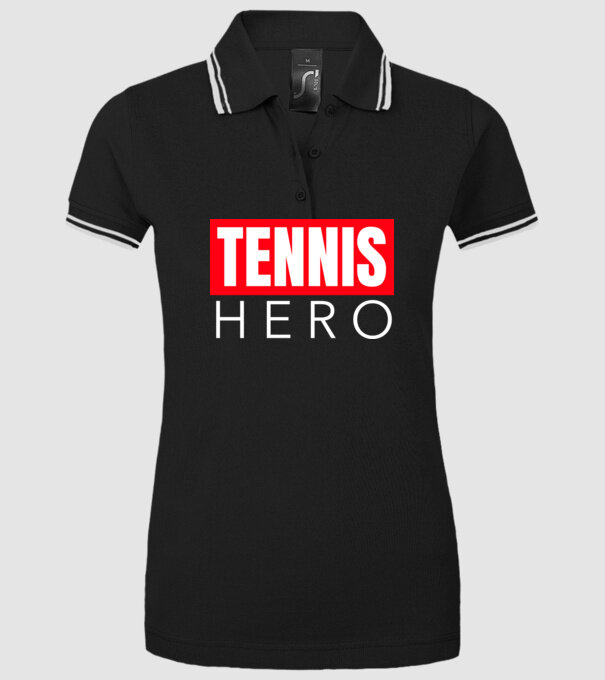 TENNIS HERO model negru pe tricou
