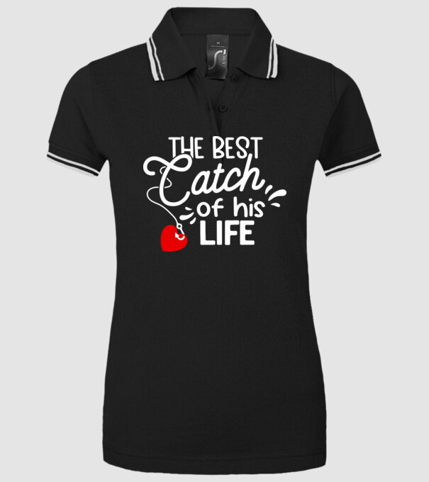 The best catch fehér model negru pe tricou