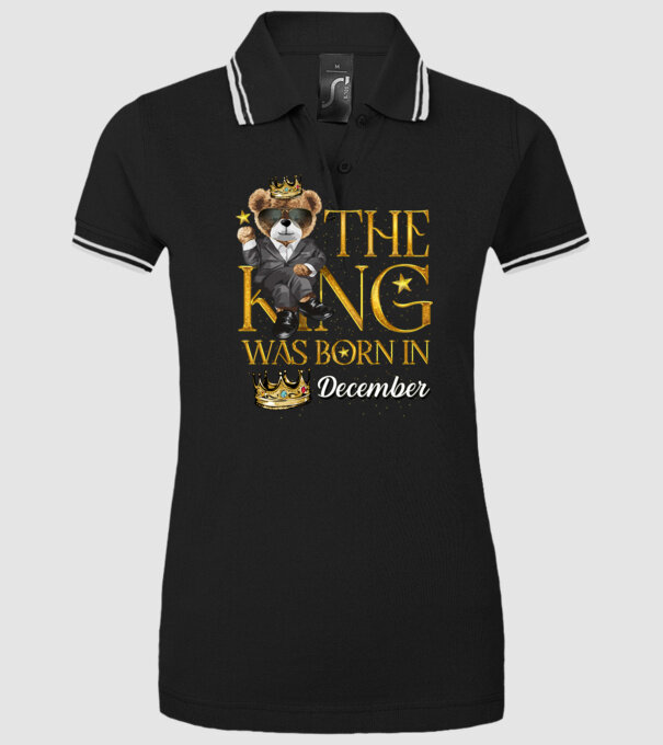 The king was born int DECEMBER model negru pe tricou