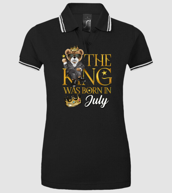 The king was born int JULY model negru pe tricou