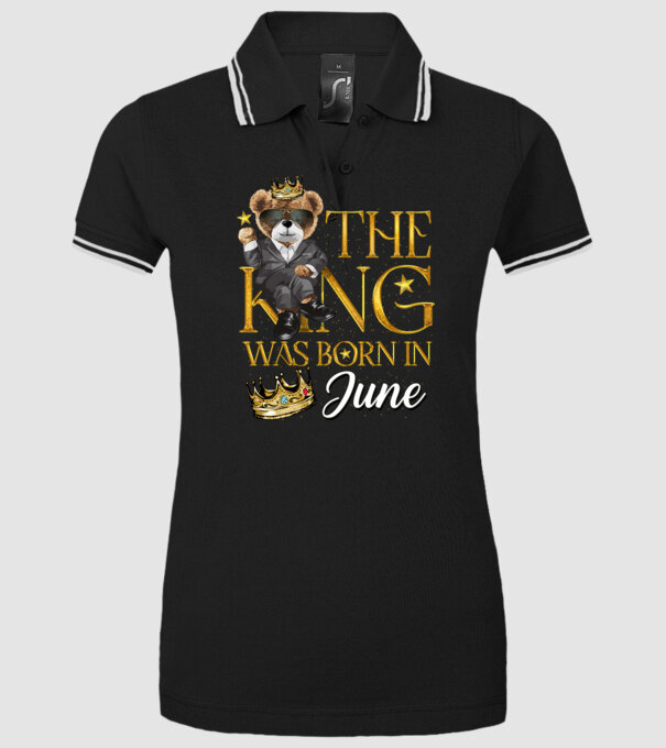 The king was born int JUNE model negru pe tricou