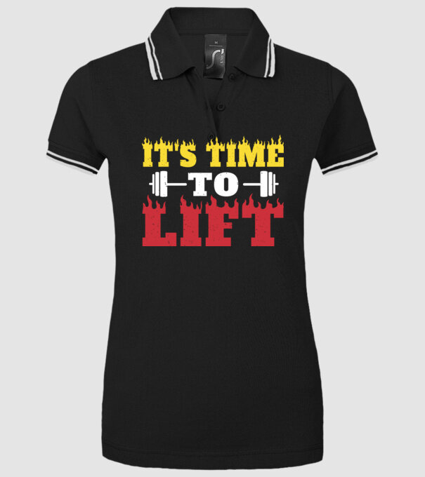 Time to lift model negru pe tricou