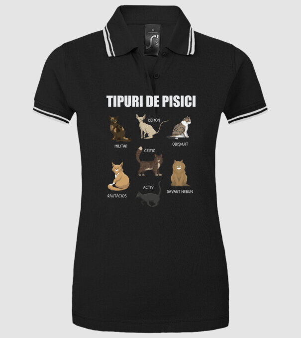 Tipuri de pisici model negru pe tricou