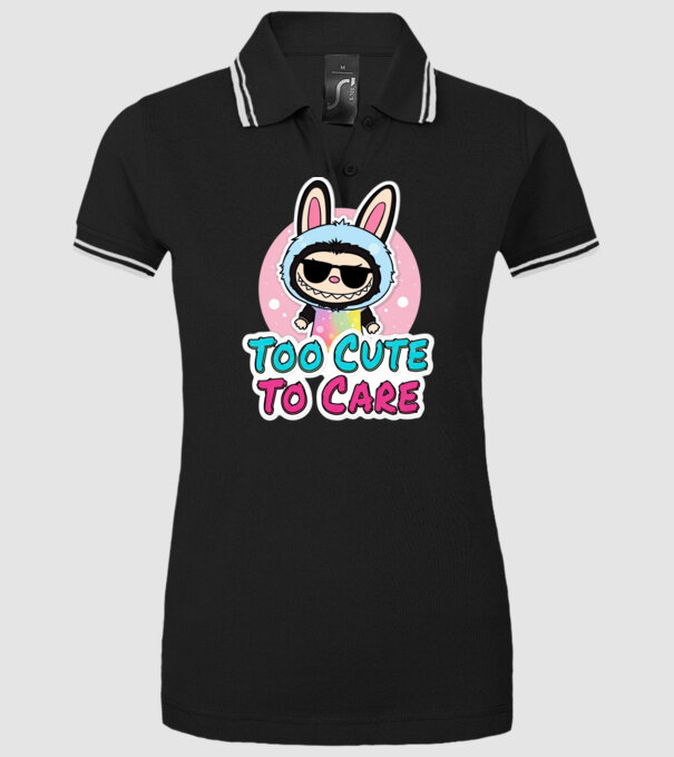 Too cute to care model negru pe tricou