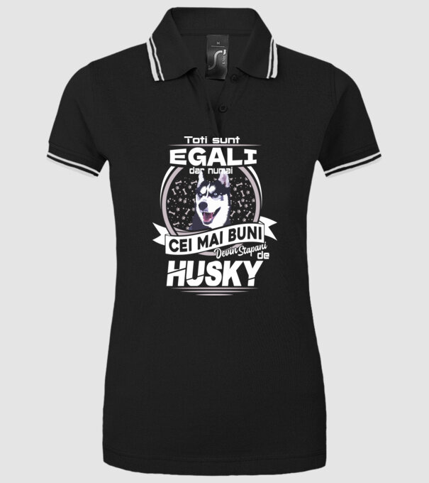 Toți sunt egali, dar numai cei mai buni devin stăpâni de husky lght model negru pe tricou