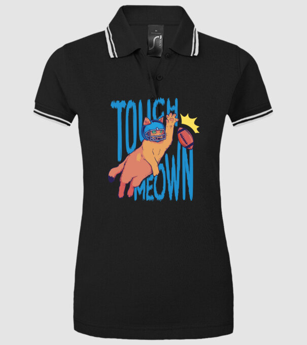 Touch Meow model negru pe tricou