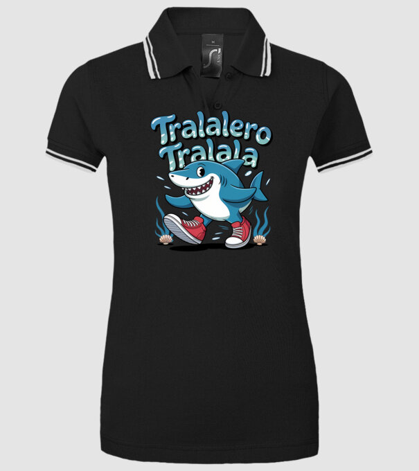 Tralalero Tralala drăguț model negru pe tricou