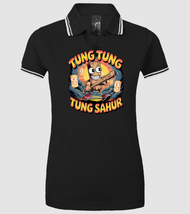 Tung Tung Tung Sahur Retro model negru pe tricou