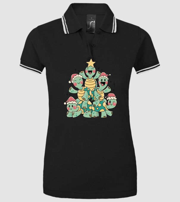 Turtle christmas tree model negru pe tricou