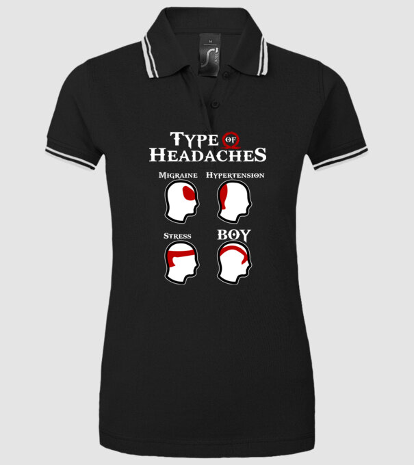 Type of Headaches - God of War model negru pe tricou