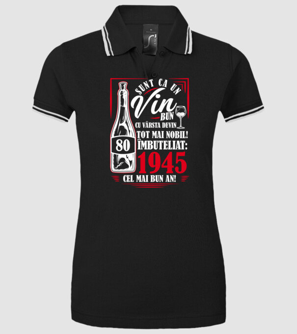 Un Vin Bun 1945 - Negru model negru pe tricou