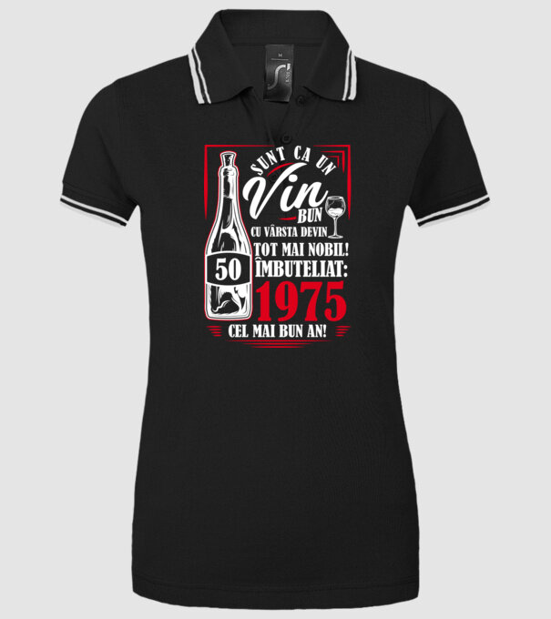 Un Vin Bun 1975 - Negru model negru pe tricou