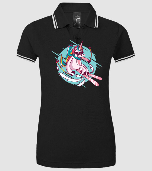 Unicorn ski model negru pe tricou