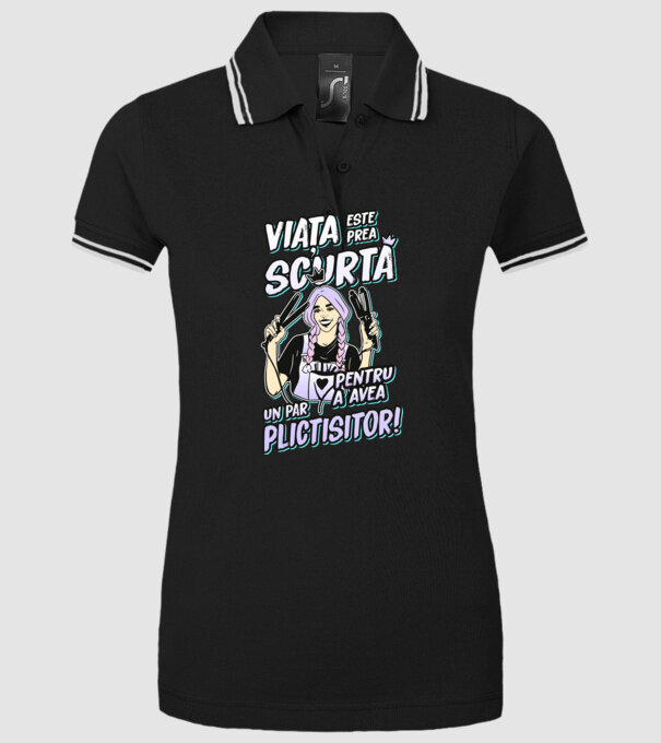 viata este prea scurta pentru a avea un par plictisitor model negru pe tricou