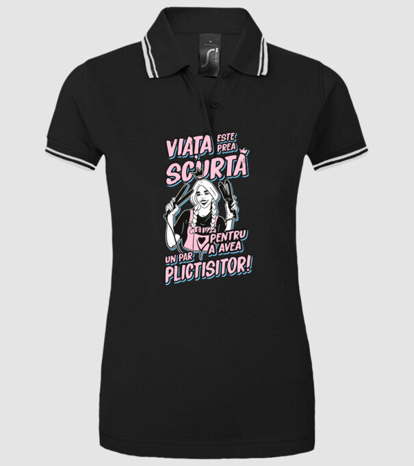 viata este prea scurta pentru a avea un par plictisitor model negru pe tricou