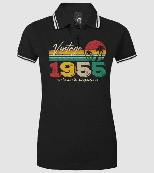 VINTAGE 1955 model negru pe tricou