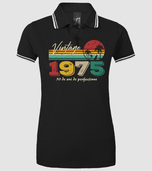 VINTAGE 1975 model negru pe tricou