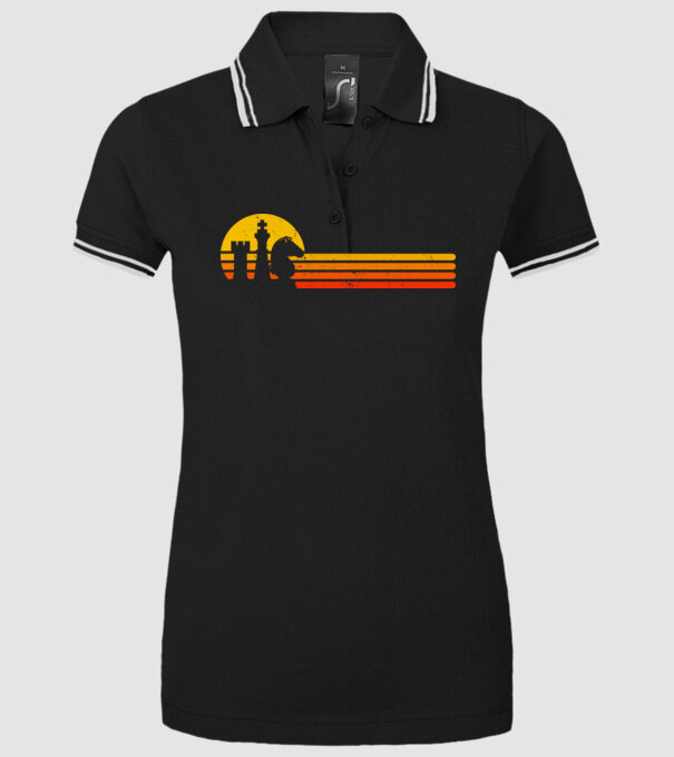 Vintage chesss sunset model negru pe tricou
