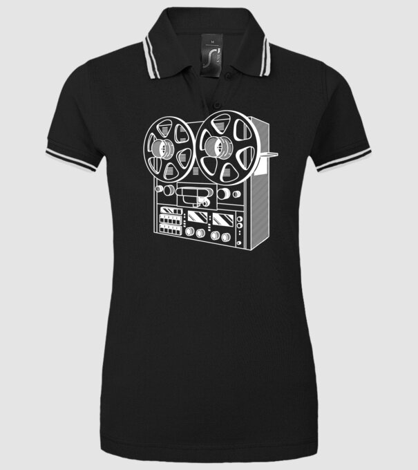 Vintage Reel to Reel Recorder model negru pe tricou