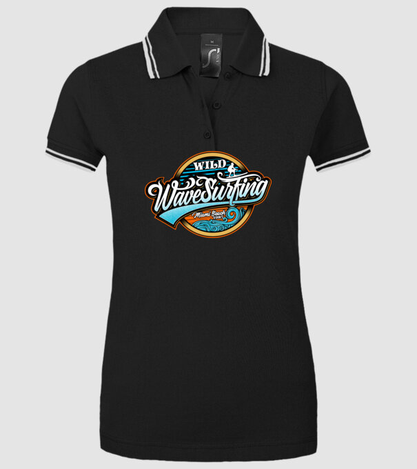 WaveSurfing model negru pe tricou